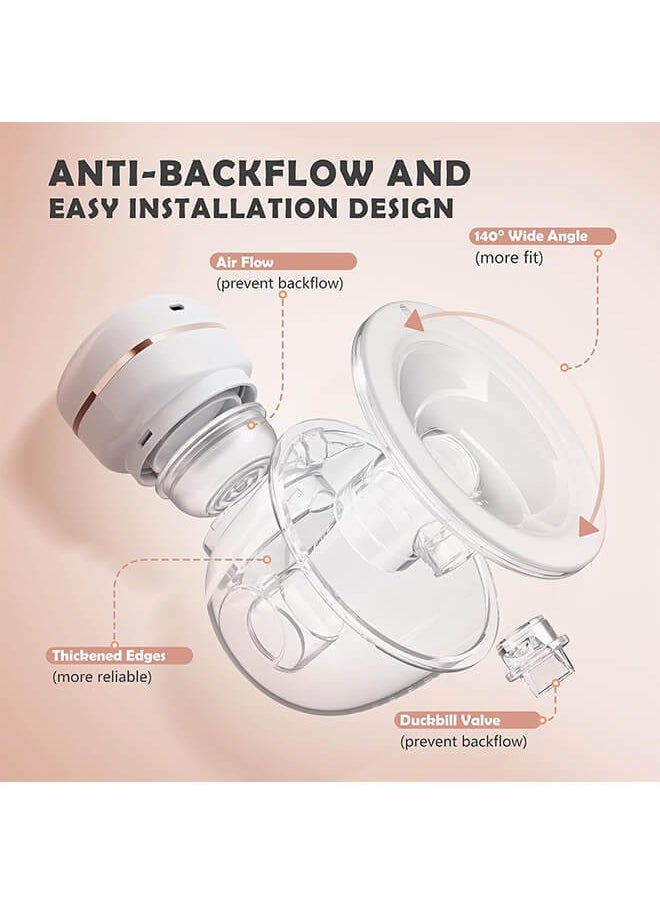 Riolio - Wearable Breast Pump, Memory Function Rechargeable with Massage and Pumping Mode 24mm White，LCD Display, Electric Hands-Free Breast Pumps with 3 Modes, 27 Levels - Image 1