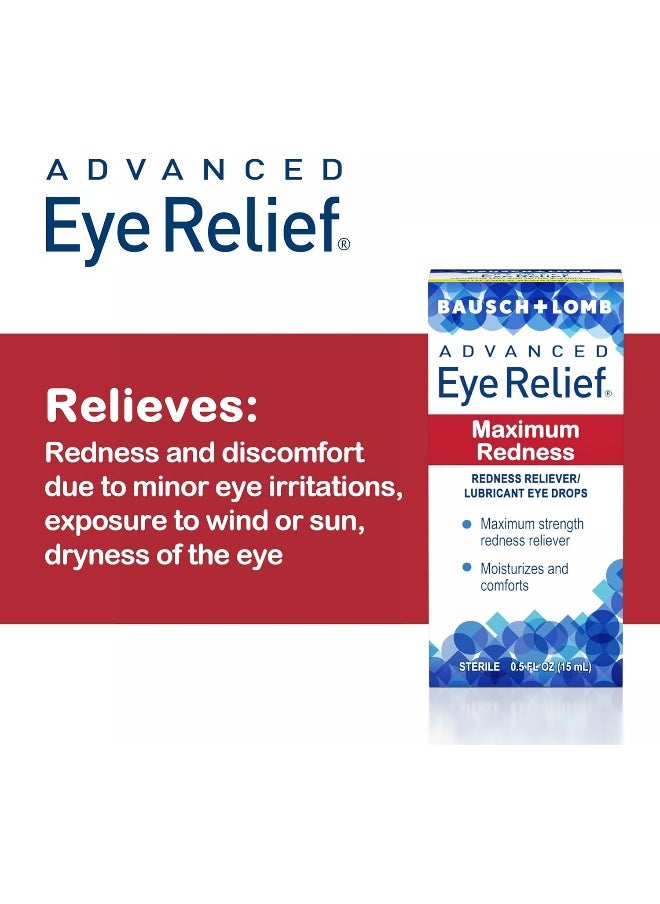 Bausch + Lomb Advanced Eye Relief Maximum Redness Reliever, 0.5-Ounce Bottles (Pack Of 6)  - Image 3
