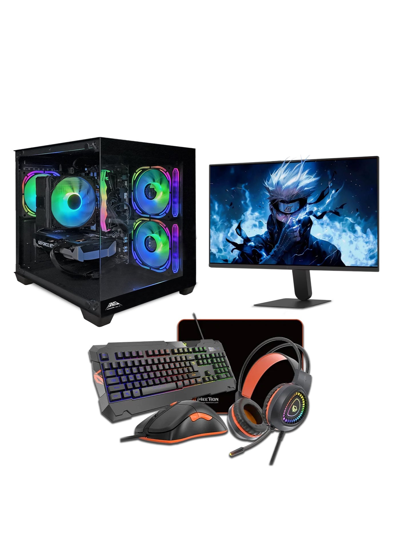 Arab Gamers NOVA All In One Bundle Gaming PC, Intel Core i5-12400F, AMD 580, 16GB RAM, 1TB SSD, 24" FHD Monitor-Keyboard, Mouse & Headphone set, WIFI Ready, Window 11 Pro, RGB Gaming Case Black