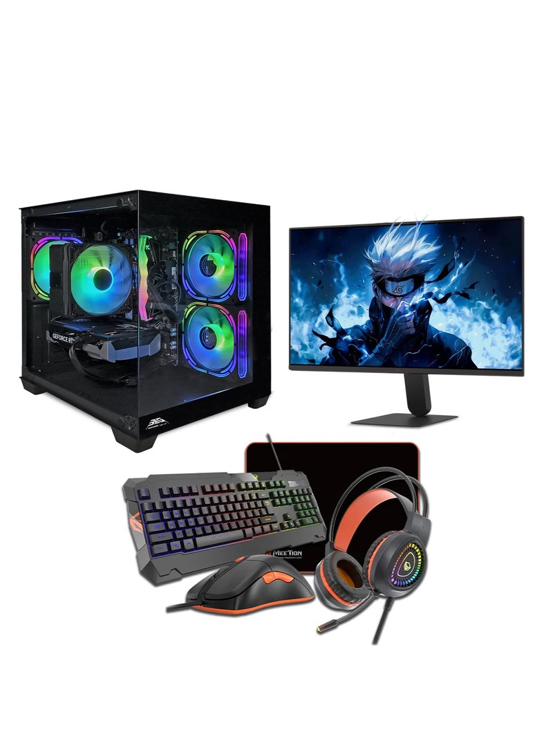 Arab Gamers NOVA All In One Bundle Gaming PC, Intel Core i5-12400F, AMD 580, 16GB RAM, 1TB SSD, 24" FHD Monitor-Keyboard, Mouse & Headphone set, WIFI Ready, Window 11 Pro, RGB Gaming Case Black - Image 1