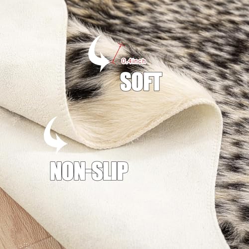 Seek4comfortable Leopard Print Rug, Cute Faux Cheetah Rugs Cowhide Skin Fur Rug Animal Printed Area Rug Cheetah Carpet for Livingroom, Bedroom,Home Office, 3.3x3.1ft - Image 4