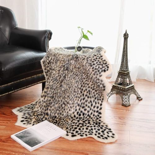 Seek4comfortable Leopard Print Rug, Cute Faux Cheetah Rugs Cowhide Skin Fur Rug Animal Printed Area Rug Cheetah Carpet for Livingroom, Bedroom,Home Office, 3.3x3.1ft - Image 3