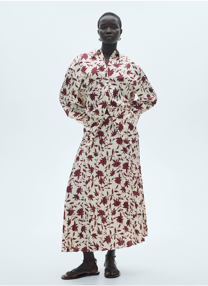 MANGO - Floral-Print Pleated Skirt - Image 1