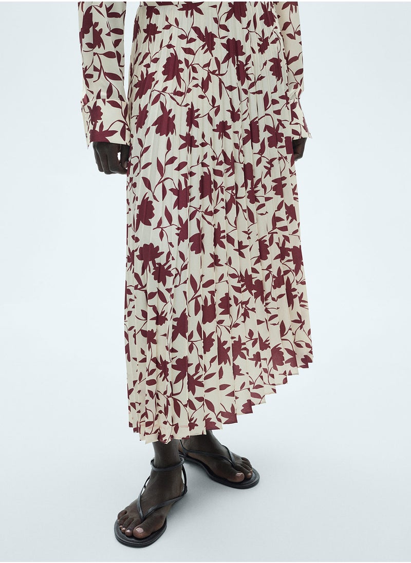 MANGO - Floral-Print Pleated Skirt - Image 1
