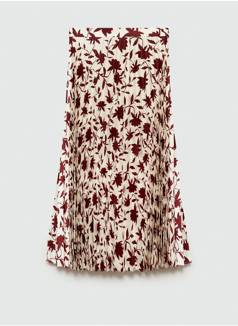 MANGO - Floral-Print Pleated Skirt - Image 1
