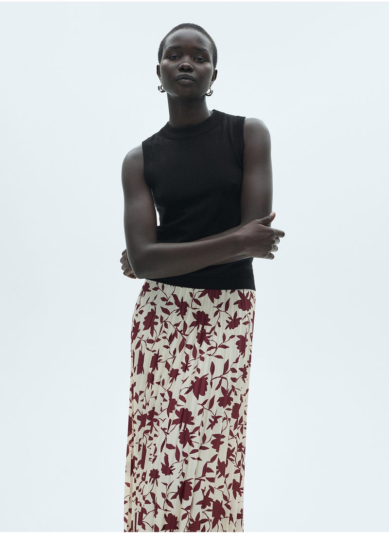 MANGO - Floral-Print Pleated Skirt - Image 1