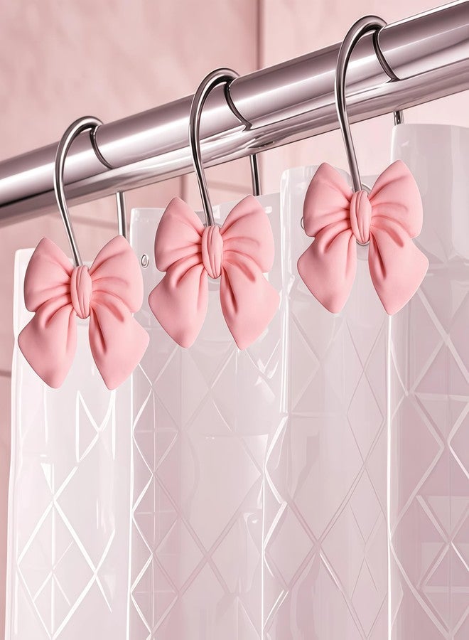 12 Pieces Mouse Shower Curtain Hooks Rings, Pink Mouse Theme Decorative Shower Hooks for Shower Curtain, Stainless Steel Decorative Shower Hangers Rings for Bathroom - Image 2