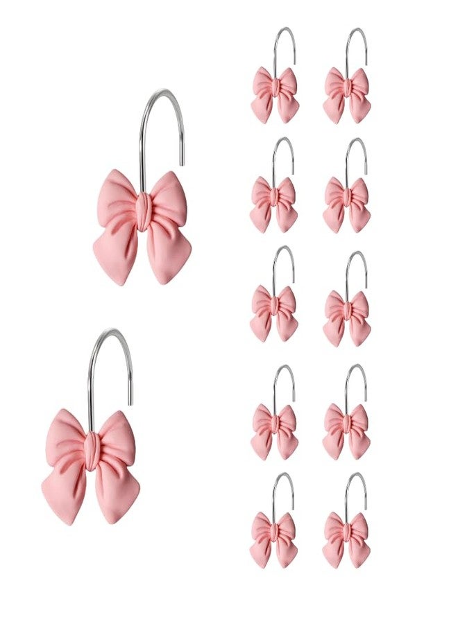 12 Pieces Mouse Shower Curtain Hooks Rings, Pink Mouse Theme Decorative Shower Hooks for Shower Curtain, Stainless Steel Decorative Shower Hangers Rings for Bathroom - Image 1