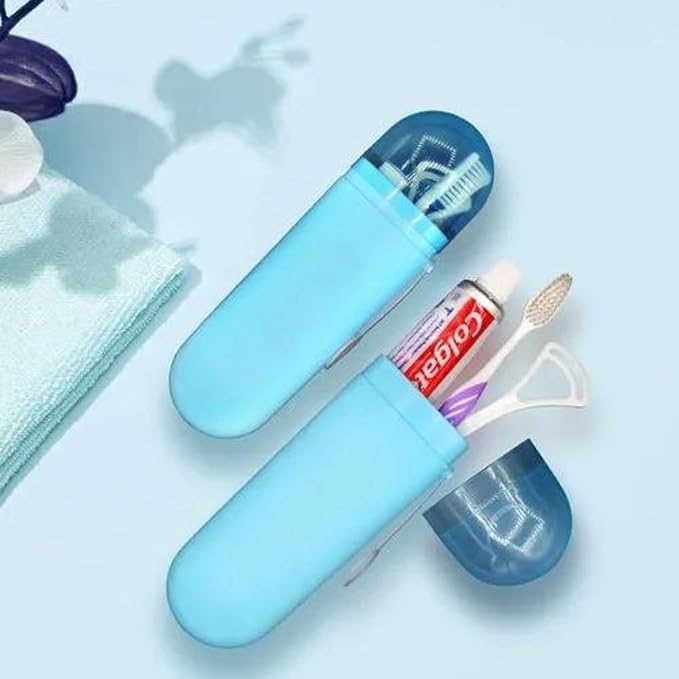 CLICKSWIFT حامل معجون الأسنان وفرشاة الأسنان القابل للنقل من كليك سويفت، تصميم دائري نحيف، 4 قطع (متعدد الألوان) - Image 4