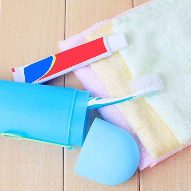 CLICKSWIFT حامل معجون الأسنان وفرشاة الأسنان القابل للنقل من كليك سويفت، تصميم دائري نحيف، 4 قطع (متعدد الألوان) - Image 5