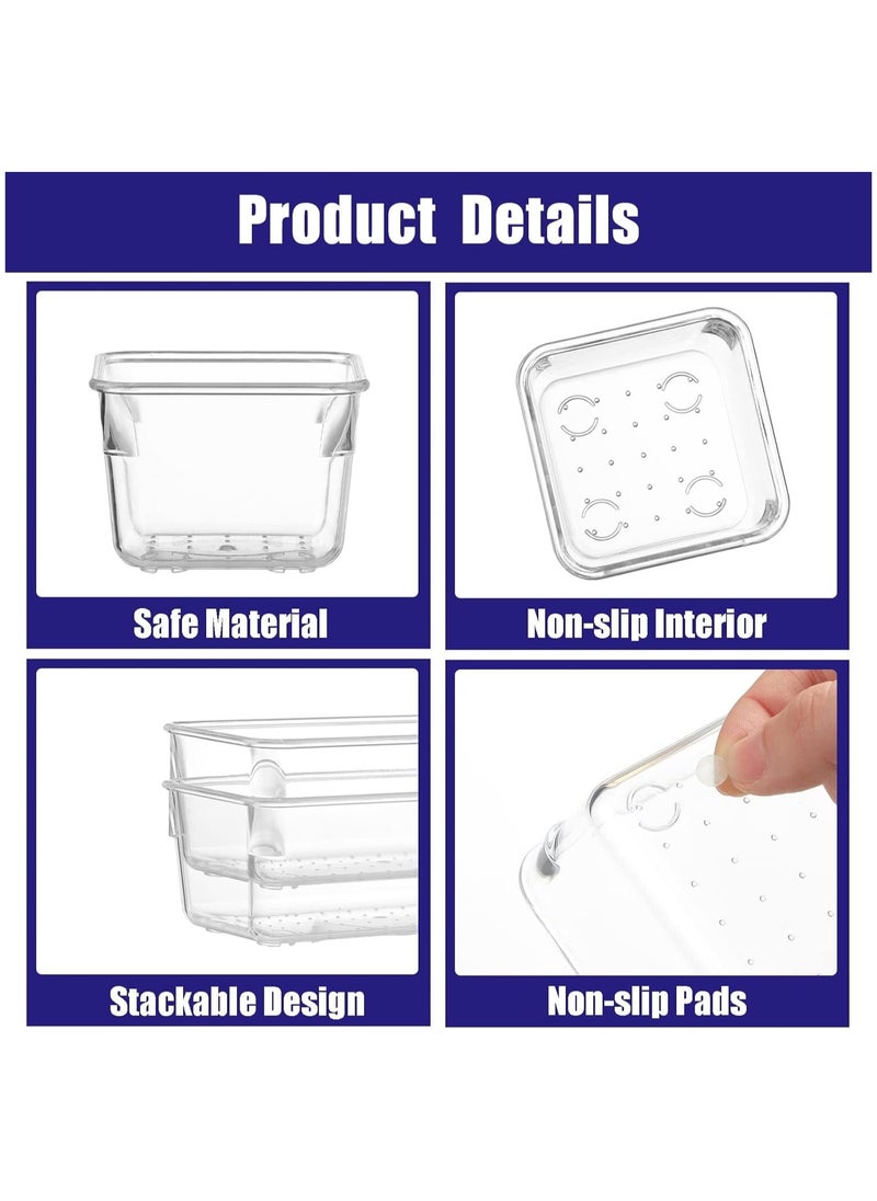 Generic 34pcs Clear Acrylic Drawer Organizers Tray for Makeup Storage, 4-Size Versatile Bathroom & Vanity Drawer Organizer Divider Tray for Kitchen, Bathroom, Utensils & Office  - Image 3