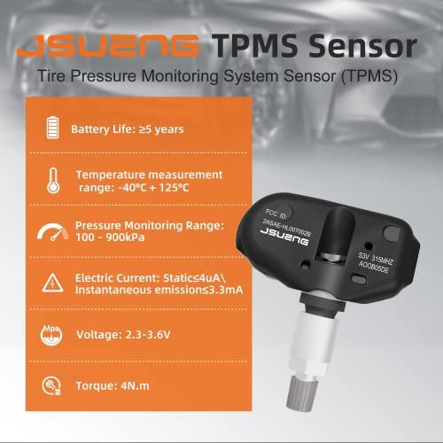 Jsueng مجموعة Jsueng من 4 حساسات TPMS، 315 ميجاهرتز لنظام مراقبة ضغط الإطارات لسيارات أكورا MDX RL TL، هوندا بايلوت أوديسي تورينغ ريدجلاين RT بديل 06421S3VA04 06421S9VA03 - Image 3