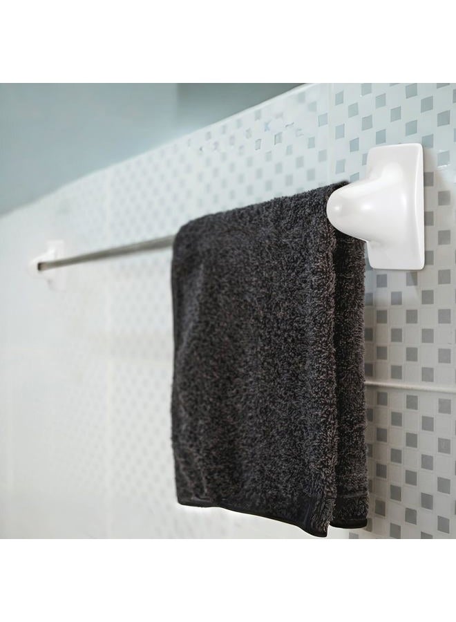 RattanView 2 Pcs White Porcelain Towel Bar Rod Rack Post Holder Bracket Tile Set Mid Century Modern Retro Ceramic Bathroom Towel Holder Porcelain Bathroom Accessories - Image 3