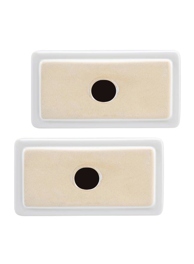 RattanView 2 Pcs White Porcelain Towel Bar Rod Rack Post Holder Bracket Tile Set Mid Century Modern Retro Ceramic Bathroom Towel Holder Porcelain Bathroom Accessories - Image 5
