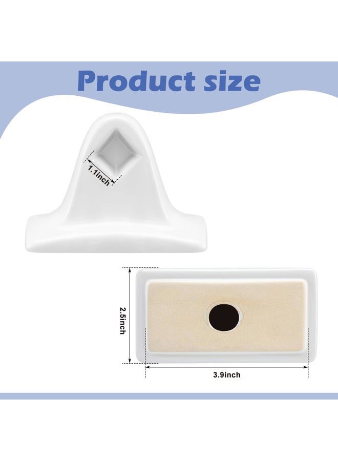 RattanView 2 Pcs White Porcelain Towel Bar Rod Rack Post Holder Bracket Tile Set Mid Century Modern Retro Ceramic Bathroom Towel Holder Porcelain Bathroom Accessories - Image 2