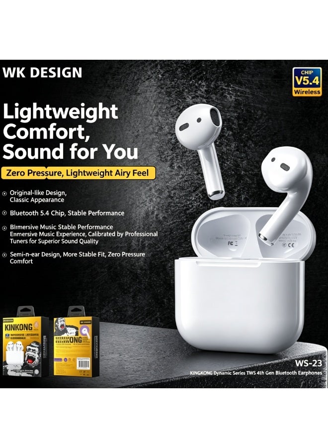 WEKOME TWS True Wireless Earbuds, Bluetooth 5.4 Semi‑In‑Ear Headphones, Tuned Sound Quality Stable Connection Comfort Zero‑Pressure Earphones for Daily Use - Image 2