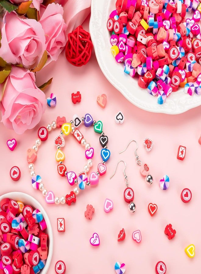 ZAUGONTW 200 Pcs Heart Polymer Clay Beads, Mixed Heishi Spacer Beads Supplies for Valentine's Day Women DIY Bracelet Earring Necklace Jewelry Making - Image 4