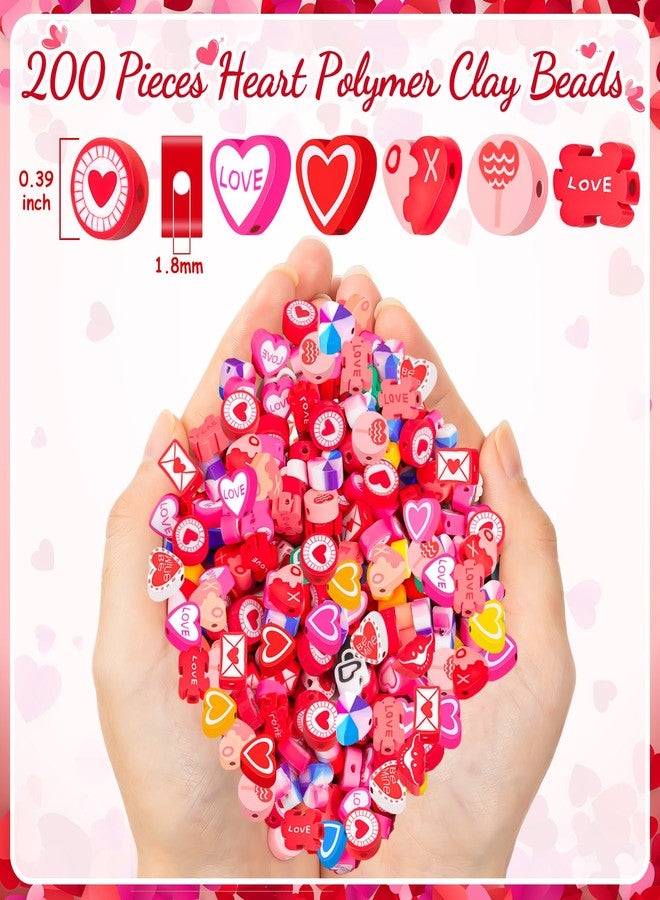 ZAUGONTW 200 Pcs Heart Polymer Clay Beads, Mixed Heishi Spacer Beads Supplies for Valentine's Day Women DIY Bracelet Earring Necklace Jewelry Making - Image 2
