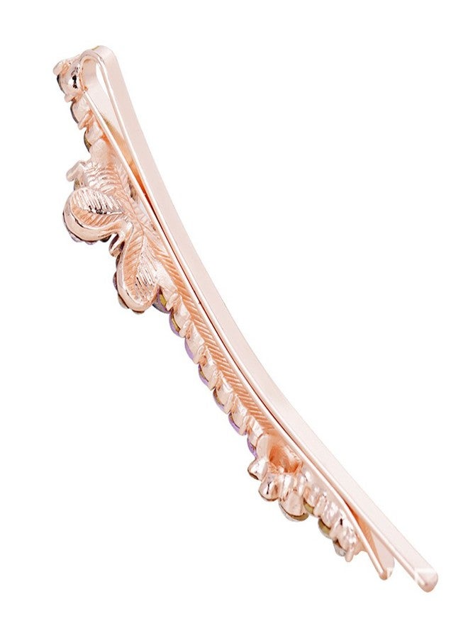 Ruihfas 1 Pair Fashion Women Girls Crystal Rhinestone Hairpins Double Butterfly Design Hair Pins Clips Barrettes Headdress (Champagne) - Image 2