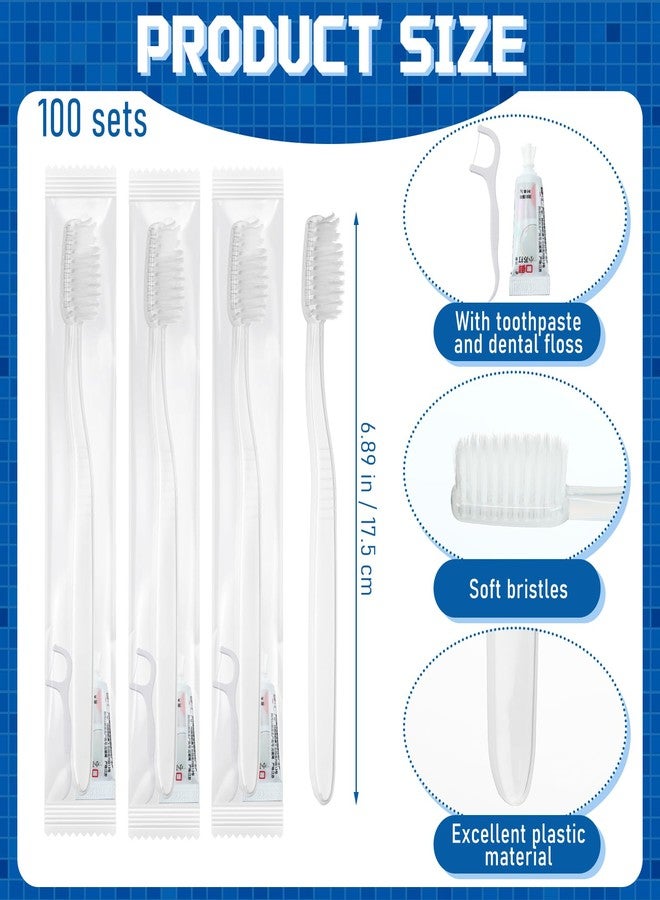 Vesici 100 Sets Travel Kit Toothbrush with Toothpaste and Dental Floss Travel Toothbrush Set Individually Wrapped Toothpaste Bulk Homeless Care Package Supply for Homeless Hotel Shelter Charity - Image 2