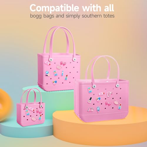 Yonuni 12Pcs Makeup Charms for Bogg Bag Accessories,Cute Bag Charms Compatible with Bogg Bag Original All Models and Simply Southern Totes,PVC Inserts Charm Rubber Beach Bag Accessories - Image 2