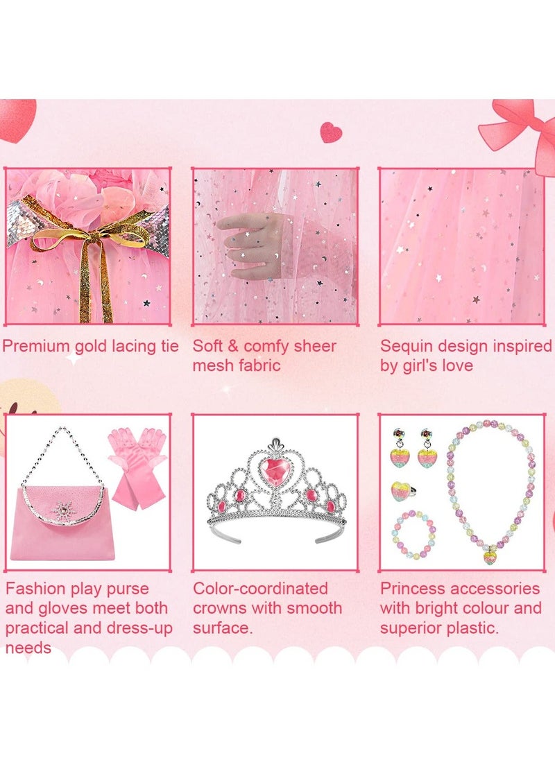 Generic - Princess Dress up Clothes for Little Girl, 11Pcs Princess Cape with Crown, Princess Dresses for Girl 3-8 Birthday Gift - Image 1