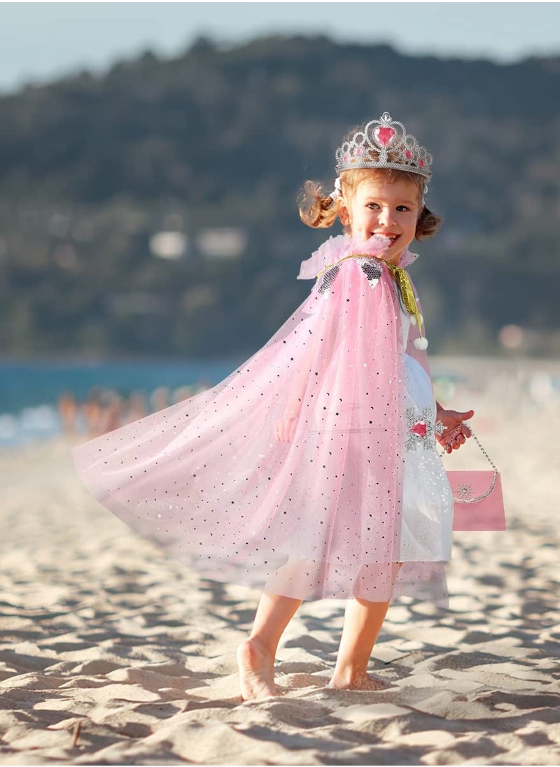 Generic - Princess Dress up Clothes for Little Girl, 11Pcs Princess Cape with Crown, Princess Dresses for Girl 3-8 Birthday Gift - Image 1
