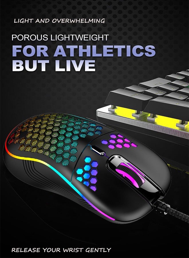 High Performance Wired Gaming Mouse, Game-Grade Optical Sensor, Honeycomb Hollow Design, Ventilation And Cooling Effect-Pink - Image 3