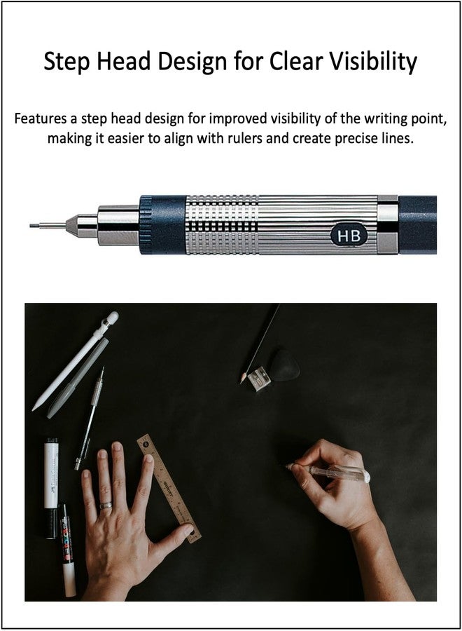 QULLITY Graphlet Mechanical Drafting Pencil + Ain HB/B/2B leads, original Black slim pen case (5 sizes) - Image 2