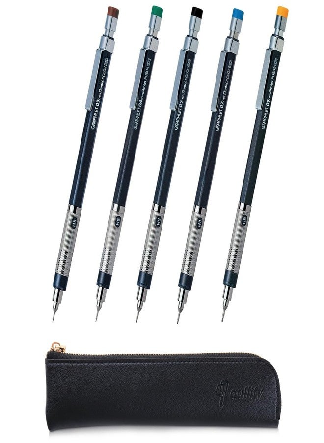 QULLITY Graphlet Mechanical Drafting Pencil + Ain HB/B/2B leads, original Black slim pen case (5 sizes) - Image 1