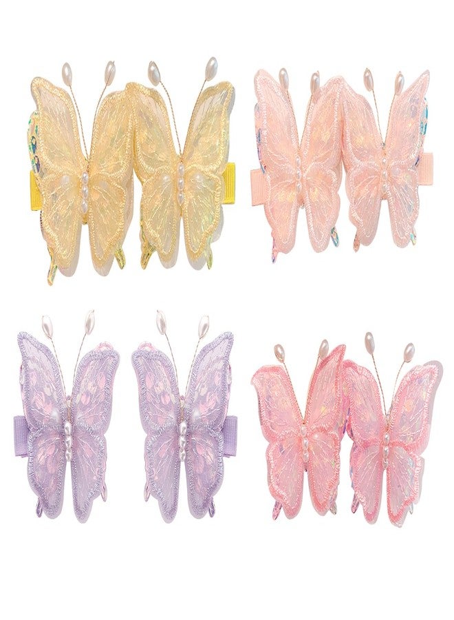 YYaaloa 4 Pairs Cute Hair Clips Set Fashion Butterfly Hair Accessories Pins Cute Headwear Gifts Wedding Party Decor for Women (Butterfly A) - Image 1