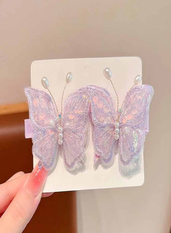 YYaaloa 4 Pairs Cute Hair Clips Set Fashion Butterfly Hair Accessories Pins Cute Headwear Gifts Wedding Party Decor for Women (Butterfly A) - Image 2