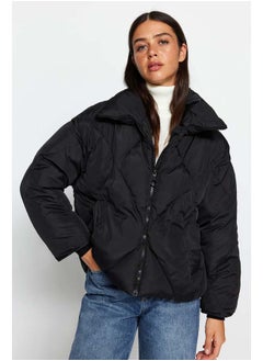 Black Oversize Molded Water Repellent Puffer Quilted Coat TWOAW24MO00146