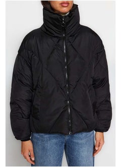 trendyol Black Oversize Molded Water Repellent Puffer Quilted Coat TWOAW24MO00146  - Image 2