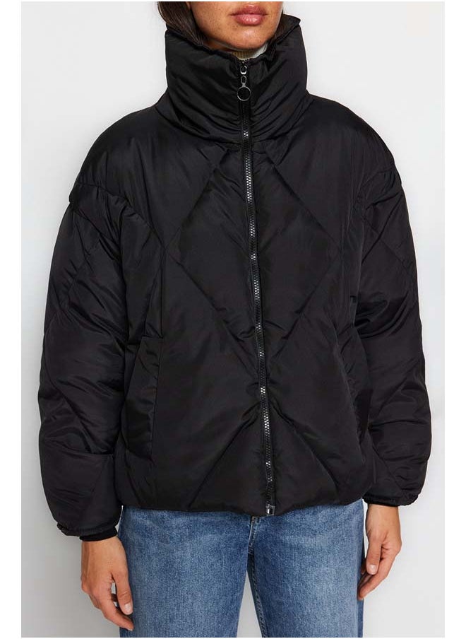 trendyol - Black Oversize Molded Water Repellent Puffer Quilted Coat TWOAW24MO00146 - Image 1