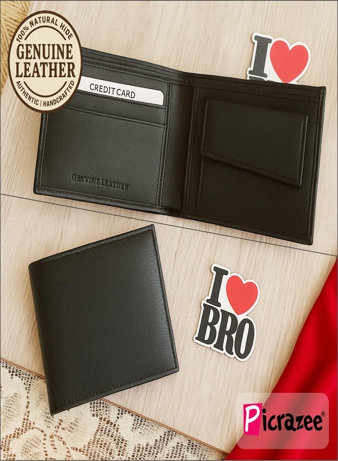 PICRAZEE Raksha Bandhan Gift Combo for Brother - Rakhi, Roli-Chawal Bottles, Leather Wallet, Fridge Magnet & Greeting Card - Image 4