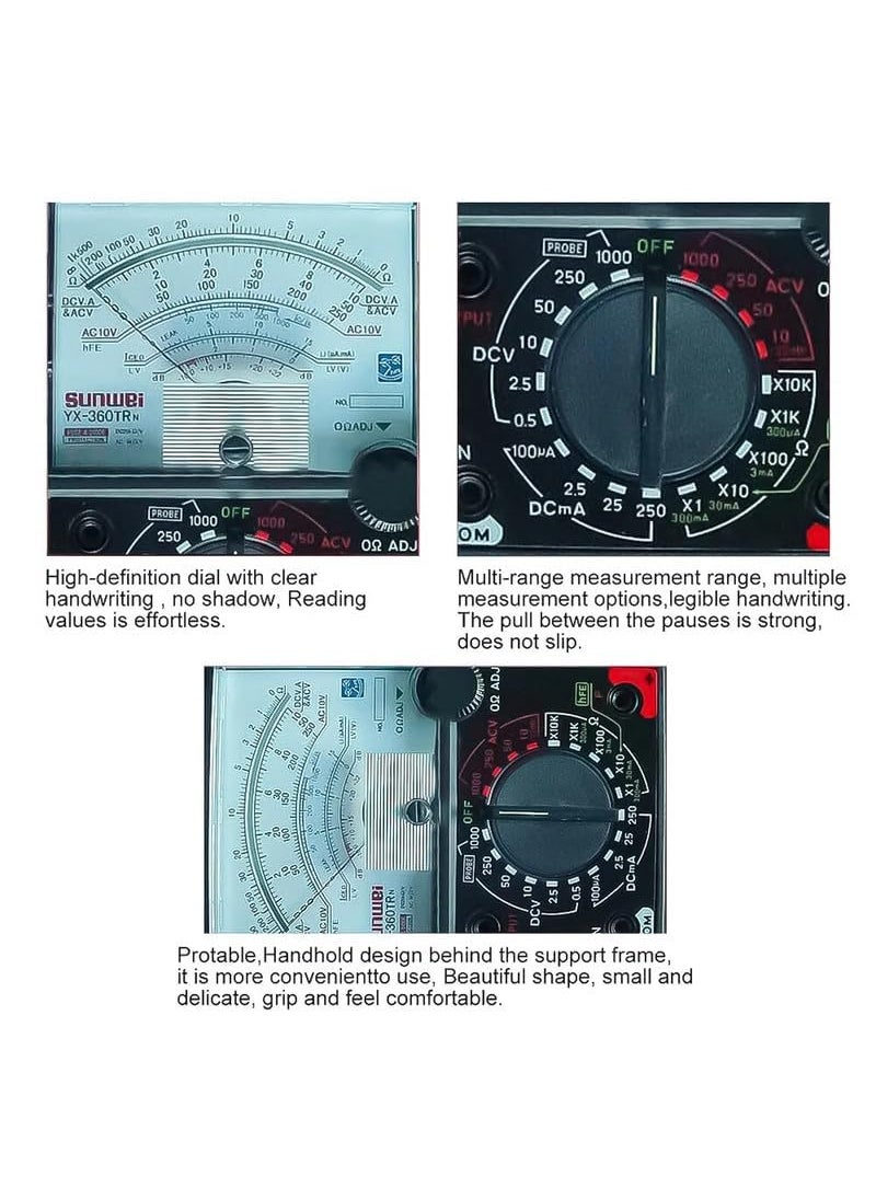 ESPtronics ERH india Analog Multimeter for Electronics AC DC YX360TR High Accuracy Voltage Current Resistance Meter with 9v Battery 2 Pcs AA Battery  - Image 3
