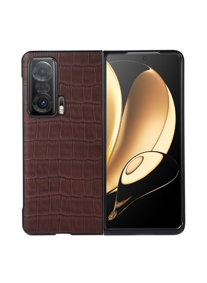 Green Tiger For Honor Magic Vs Crocodile Texture Genuine Leather Shockproof Phone Case(Brown)