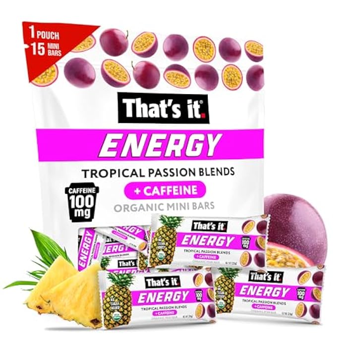 That's it. Tropical Passion Energy Mini Bars | 100mg Natural Caffeine |Pineapple Passionfruit| Allergy-Friendly, Nut Free, Organic, Non-GMO, Gluten-Free Snacks | 15 Count - Image 1