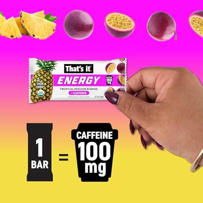 That's it. Tropical Passion Energy Mini Bars | 100mg Natural Caffeine |Pineapple Passionfruit| Allergy-Friendly, Nut Free, Organic, Non-GMO, Gluten-Free Snacks | 15 Count - Image 3
