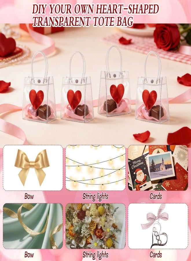 Foxtell 20 Pcs Valentine's Day Gift Bags with Handles, 6.3x5.9 Inch Clear Red Heart Plastic Bags, Reusable Transparent Gift Wrap Bags for Wedding, Birthday Party Favors & Small Business - Image 5