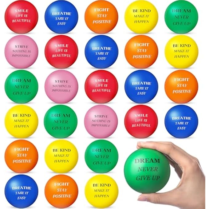 Sotiff 30 Pcs Motivational Stress Ball Bulk 2.75 Inch Inspirational Stress Ball Employee Appreciation Gift Large Relief Anxiety Toys with Quotes Hand Exercise Toy for Kid Adult Coworker(Stylish) - Image 1