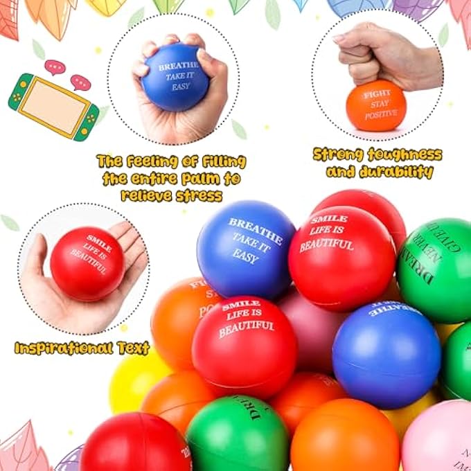 Sotiff 30 Pcs Motivational Stress Ball Bulk 2.75 Inch Inspirational Stress Ball Employee Appreciation Gift Large Relief Anxiety Toys with Quotes Hand Exercise Toy for Kid Adult Coworker(Stylish) - Image 3
