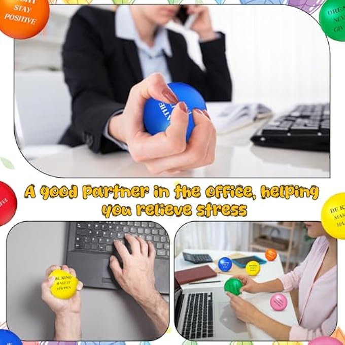 Sotiff 30 Pcs Motivational Stress Ball Bulk 2.75 Inch Inspirational Stress Ball Employee Appreciation Gift Large Relief Anxiety Toys with Quotes Hand Exercise Toy for Kid Adult Coworker(Stylish) - Image 4