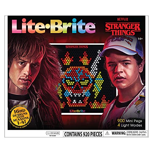 Basic Fun LiteBrite Stranger Things Special Edition Demogorgon Hunters Exclusive HighDefinition Grid 16 HD Templates 900 Mini Pegs Stickers Branded Storage Pouch Ages 14 - Image 1