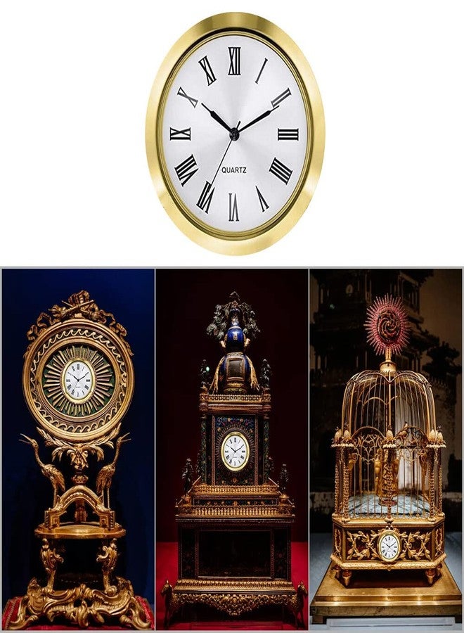 Eforcase إطار ساعة دائري من إيفوركيس، 2.2 بوصة / 55 مم، حركة كوارتز، أرقام رومانية، حواف ذهبية - Image 5