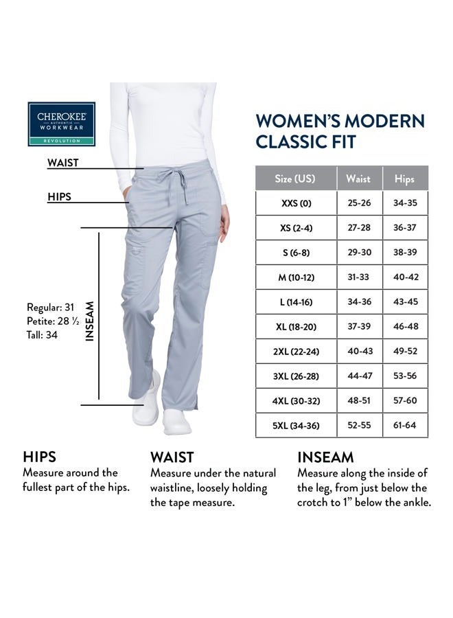 Cherokee Women's Mid Rise Moderate Flare Drawstring Pant Medium Tall Grey - Image 4