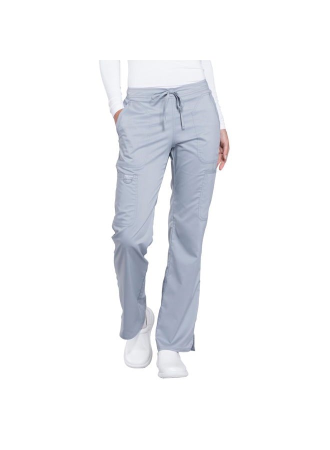 Cherokee Women's Mid Rise Moderate Flare Drawstring Pant Medium Tall Grey - Image 1