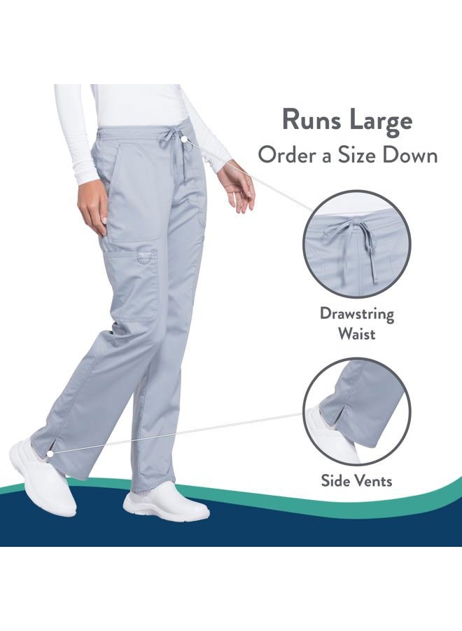 Cherokee Women's Mid Rise Moderate Flare Drawstring Pant Medium Tall Grey - Image 5