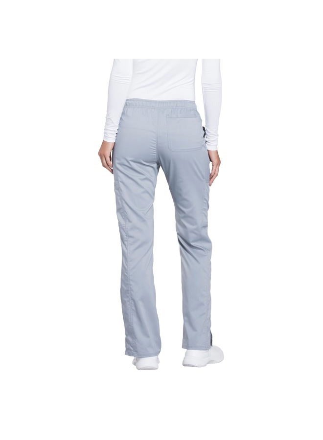 Cherokee Women's Mid Rise Moderate Flare Drawstring Pant Medium Tall Grey - Image 2